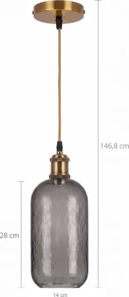 BRILAGI -LED Lustra suspendată pe cablu RETRO GLASS 1xE27/60W/230V Ø 14 cm auriu/gri fumuriu