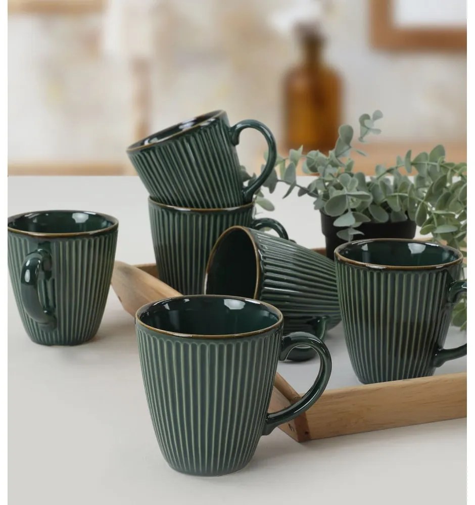 Căni verde-închis 6 buc. din ceramică 0.3 l – Hermia