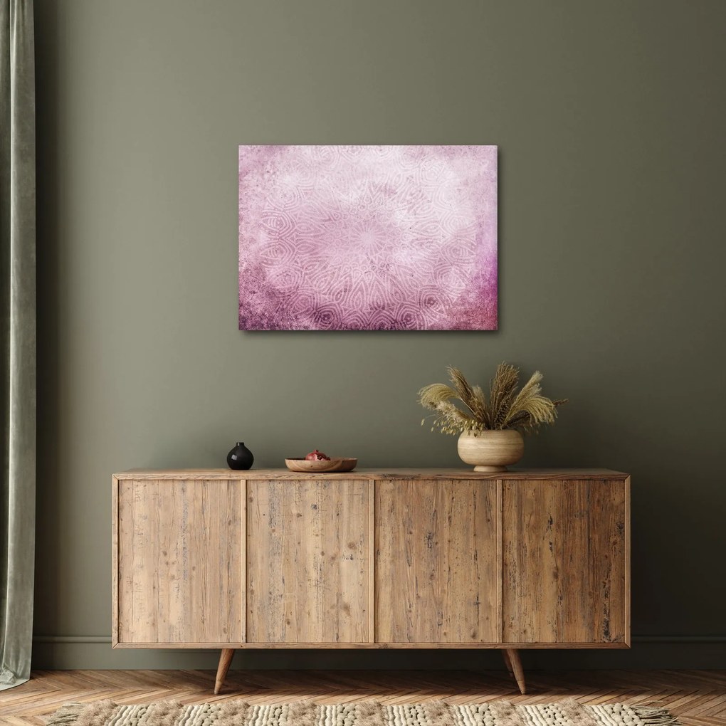 Tablou - Mandala pe zid roz (70x50 cm)
