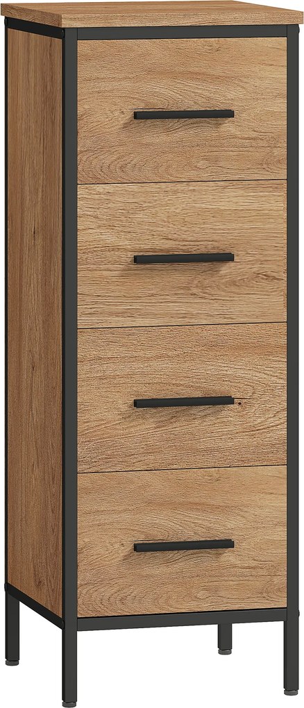 HOMCOM Dulap de baie, 4 sertare, compact, stil industrial, PAL, metal | Aosom Romania