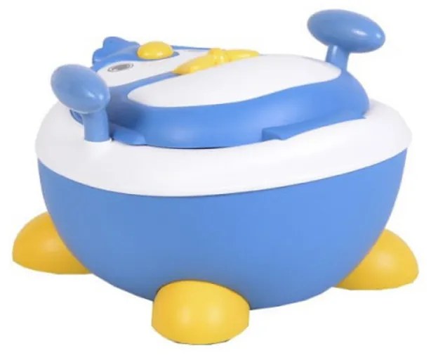 Olita 2 in 1 pentru copii NOVOKIDSª Happy Penguin , Vas detasabil, Plastic non toxic, Model Pinguin, Albastru