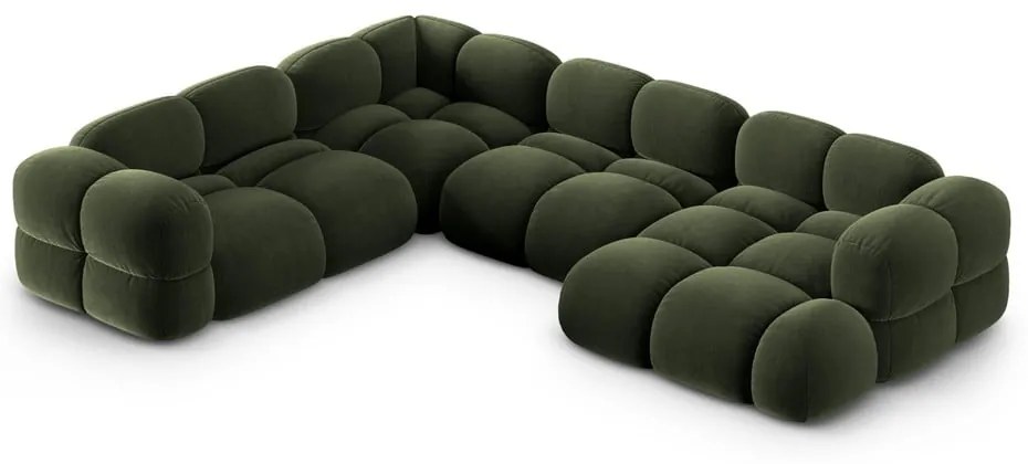 Colțar verde cu tapițerie din catifea (cu colț pe partea stângă/în formă de "U") Loretto – Cosmopolitan Design
