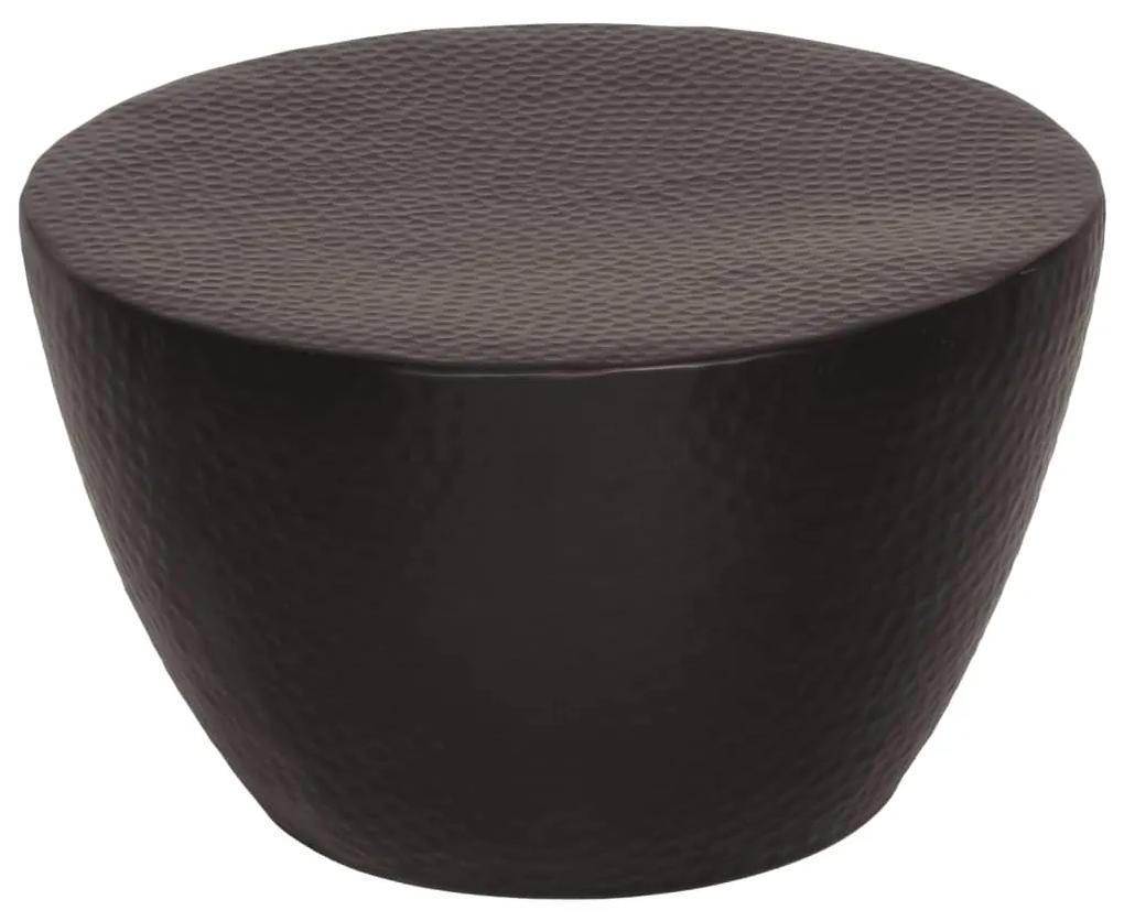 359611 vidaXL Măsuță de cafea, negru, Ø 50x30 cm, aluminiu bătut la ciocan