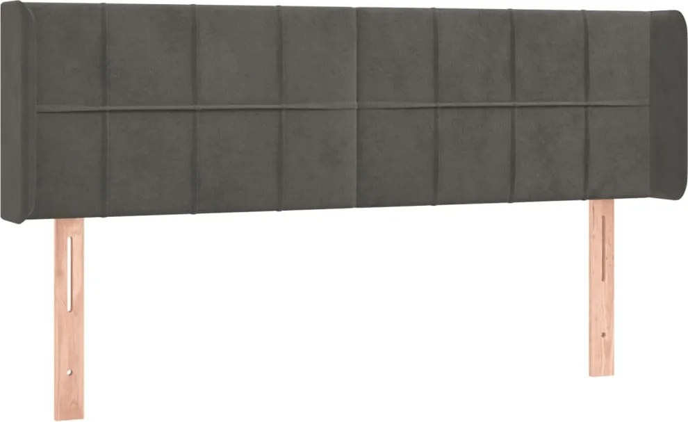 vidaXL Tăblie de pat cu aripioare gri închis 147x16x78/88 cm catifea