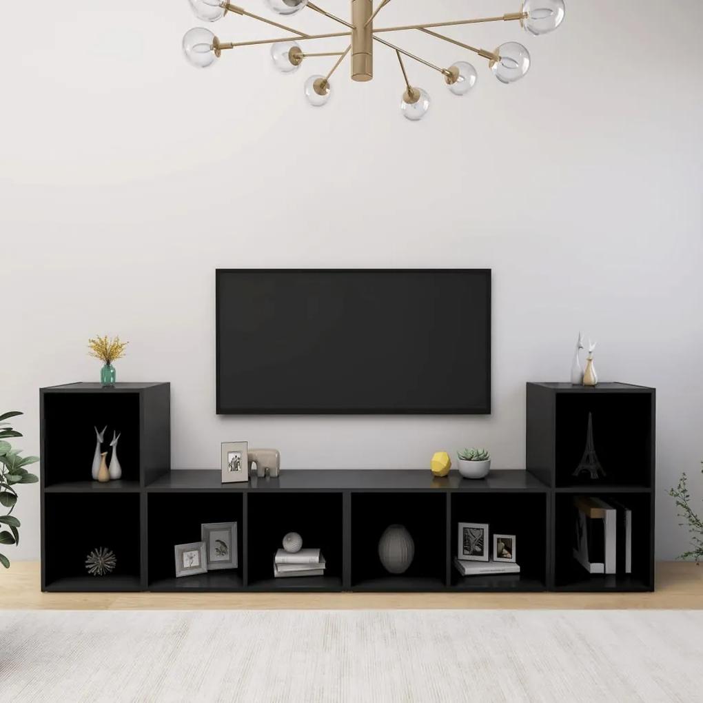3079971 vidaXL Dulapuri TV, 2 buc., negru, 72x35x36,5 cm, lemn prelucrat