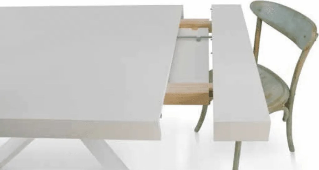 MASA EXTENSIBILA COMFY CU PICIOR METALIC - ALB ANTICHIZAT - 160 CM / 90 CM / H 77