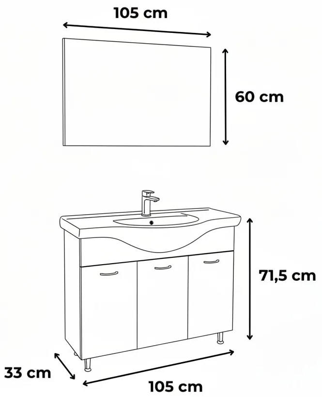 Ruben Prime 105 mobilier de baie complet Sonoma Oak
