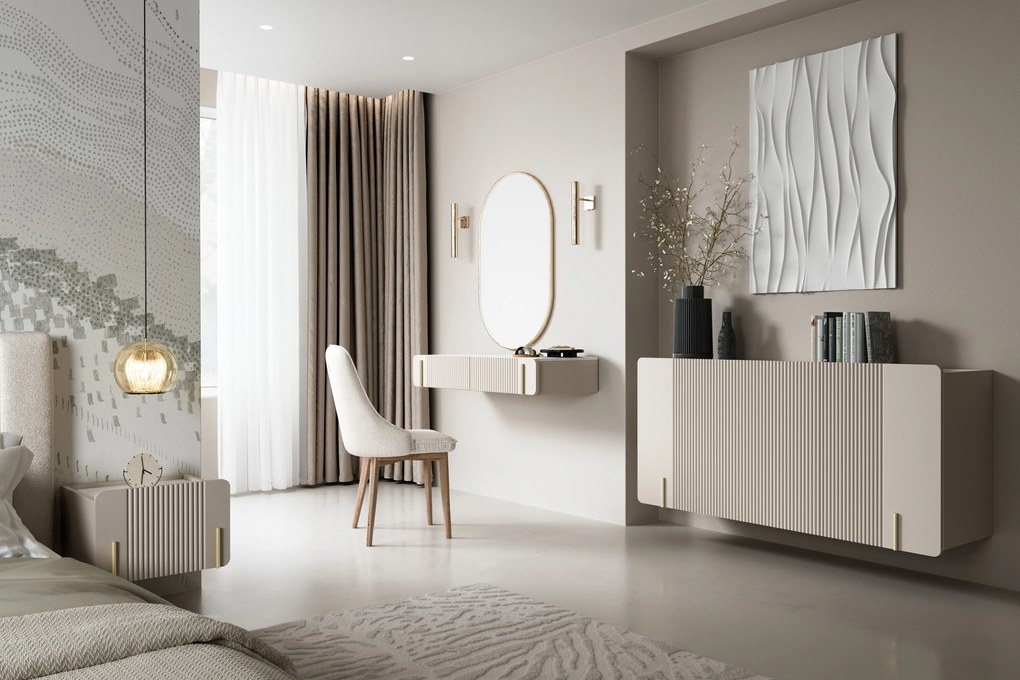 Noptiera suspendata Malmi 45 cm cu sertar - cashmir / crema bianca / gold