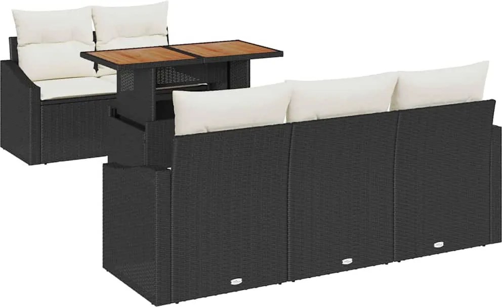 vidaXL Set de masă pentru grădină cu pernă 6 pcs Negru și Crem