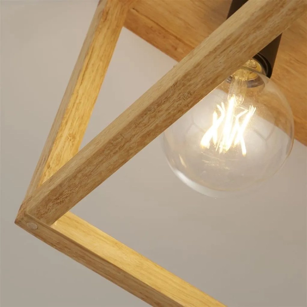 Plafoniera din lemn design rustic industrial Square 4L