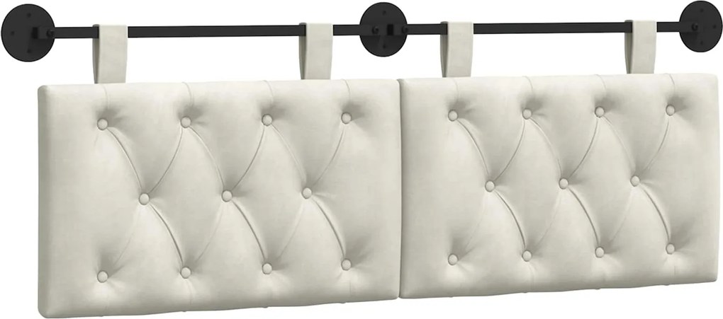 vidaXL Cap de pat suspendat Pe perete Crem 130 x 55 x 7 cm Catifea