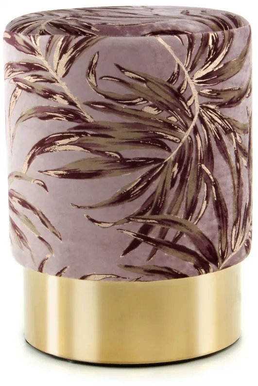 Puf/ Taburet tapitat cu imprimeu floral Gipsy violet/ auriu