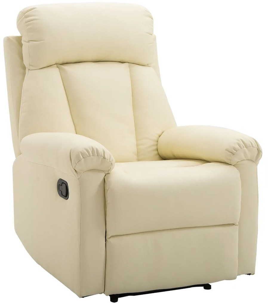 Homcom Fotoliu Relax Clasic cu Spatar Rabatabil si Taburet, Crem