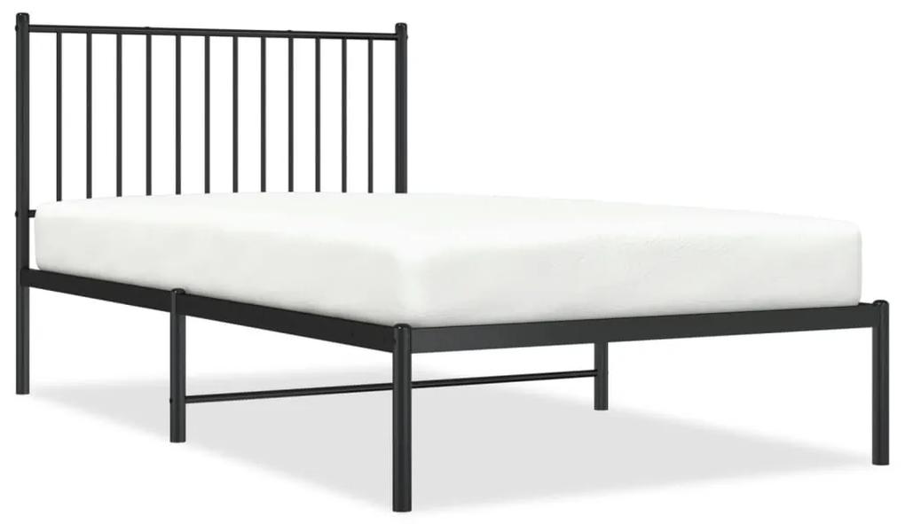 350858 vidaXL Cadru de pat metalic cu tăblie, negru, 100x190 cm