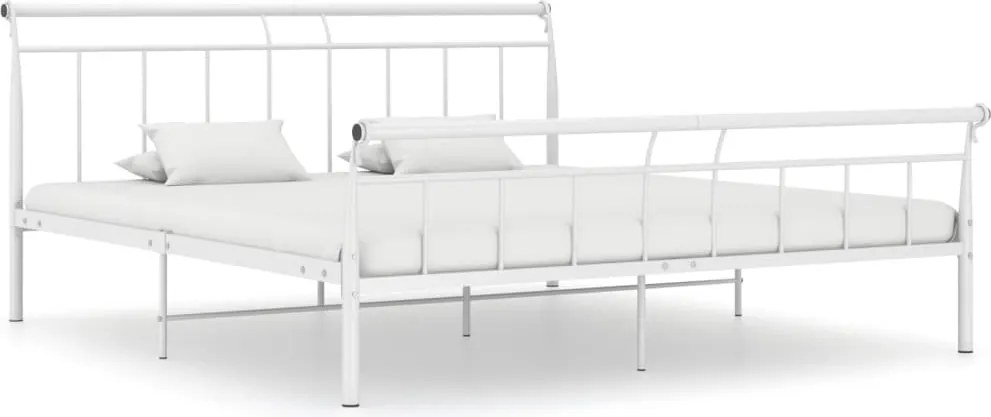 vidaXL Cadru de pat, alb, 160x200 cm, metal