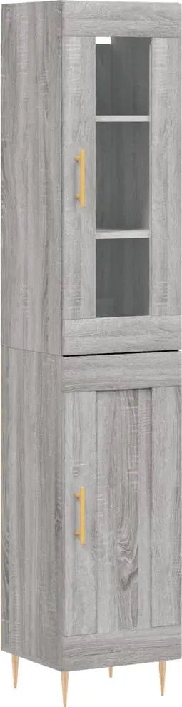 vidaXL Dulap înalt, gri sonoma, 34,5x34x180 cm, lemn prelucrat
