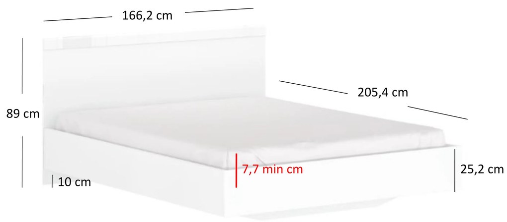 Pat matrimonial 160 cm Leona (alb) (fără somieră și saltea). 1053003
