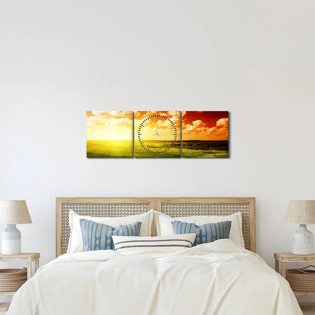 Tablou cu furtuna de vară (cu ceas) (90x30 cm)