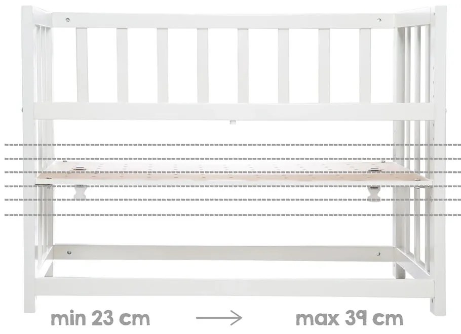 Pătuț leagăn alb cu spațiu de depozitare și baldachin 90x45 cm Indibär – Roba