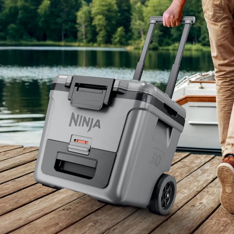 Lada frigorifica Ninja FrostVault FB230EUGY, 28 l, Pasiva, 48 doze, Pastreaza gheata pana la 5 zile, Compartiment uscat, Roti, Gri