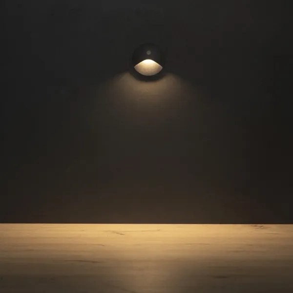 Kanlux 39125 - Aplica LED EXIN pentru trepte, cu senzor, 2,5W/230V, 3000K, IP65, antracit, rotund