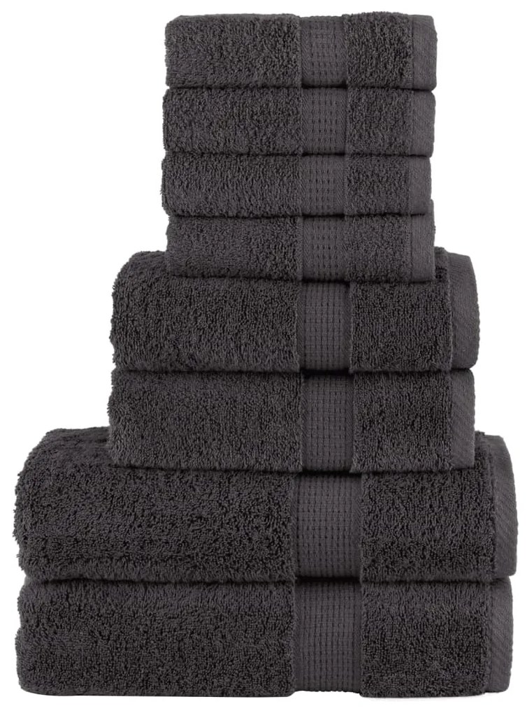 vidaXL Set de prosoape premium SOLUND, 8 piese, antracit, 600 g/m²