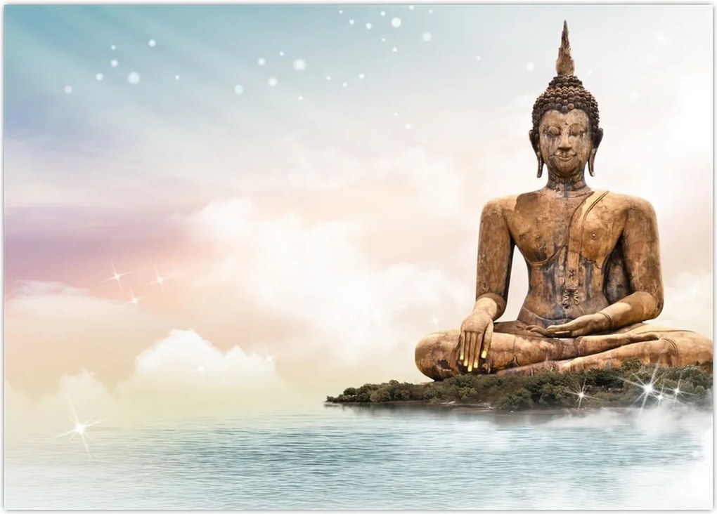 Tablou - Buddha care supraveghează pământul (70x50 cm)