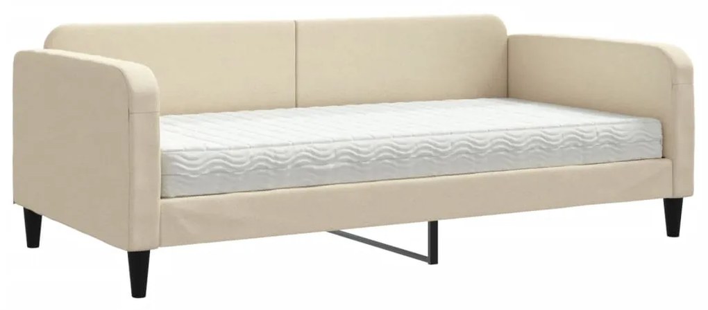 3196807 vidaXL Pat de zi cu saltea, crem, 100x200 cm, textil