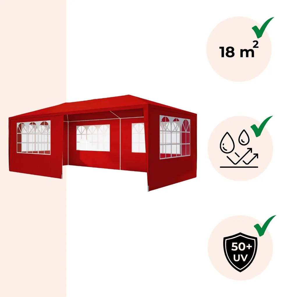 Cort de petrecere NEAPOL, 3x6m, roșu Jurhan