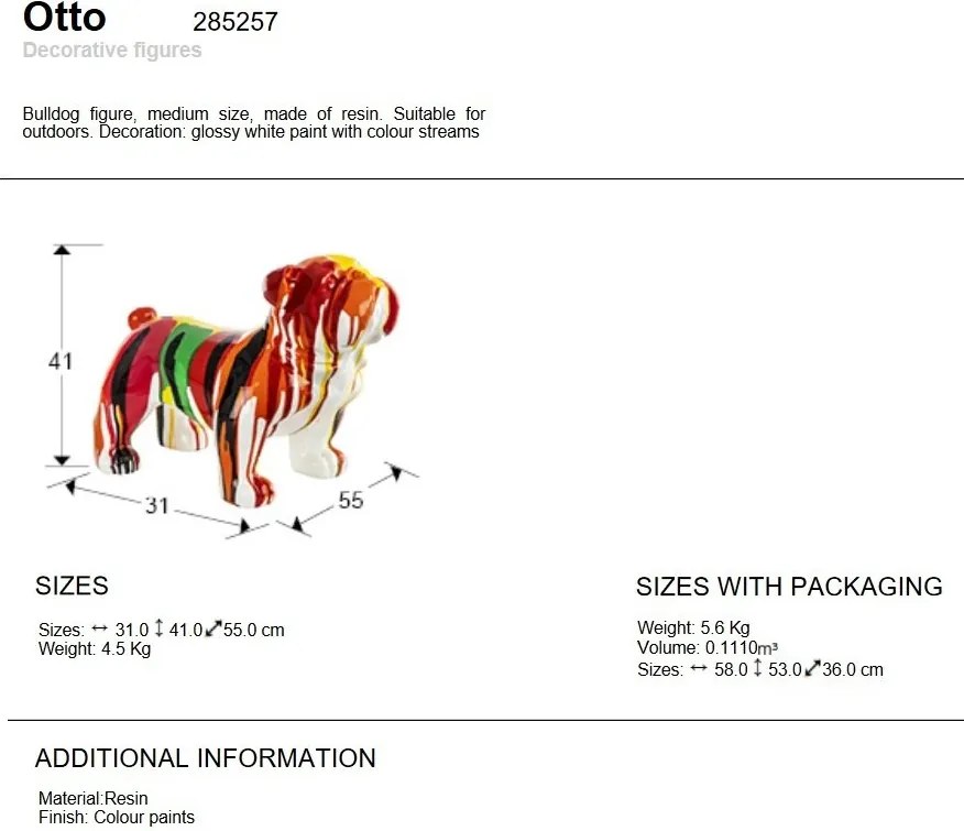 Figurina decorativa buldog pentru interior sau exterior Otto medium