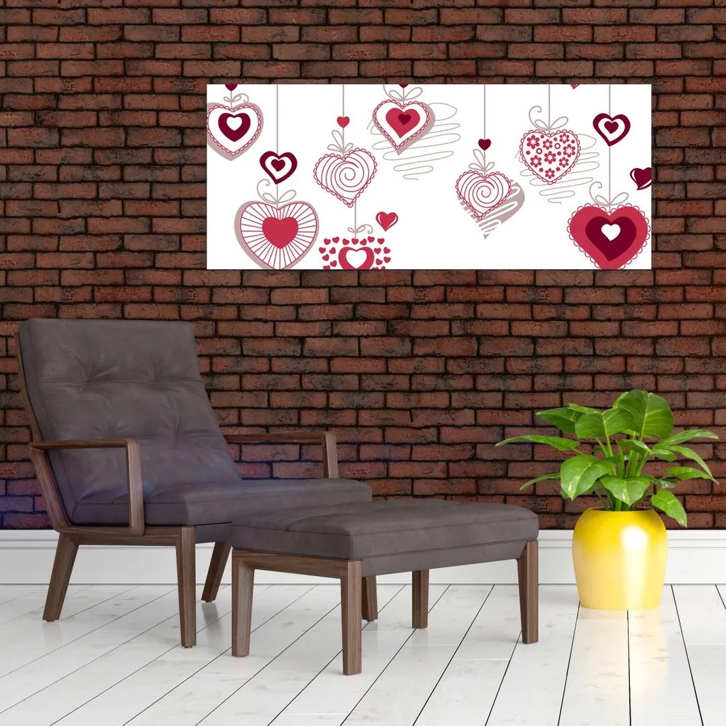 Tablou cu inimiore pictate (120x50 cm)