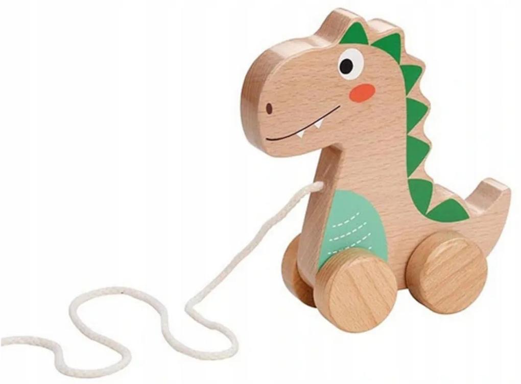 Lenin Jucărie educațională din lemn care se trage 15 cm- Dinozaur