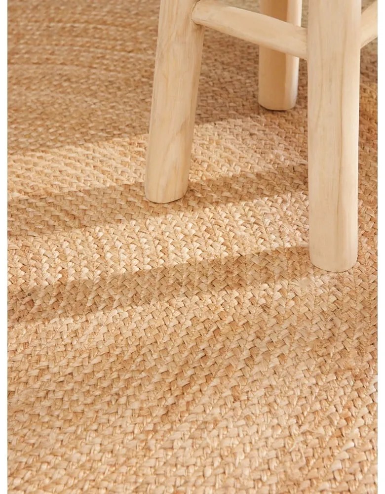 Covor în culoare naturală reversibil, țesut manual rotund din iută ø 100 cm Jutta Gold – Hanse Home
