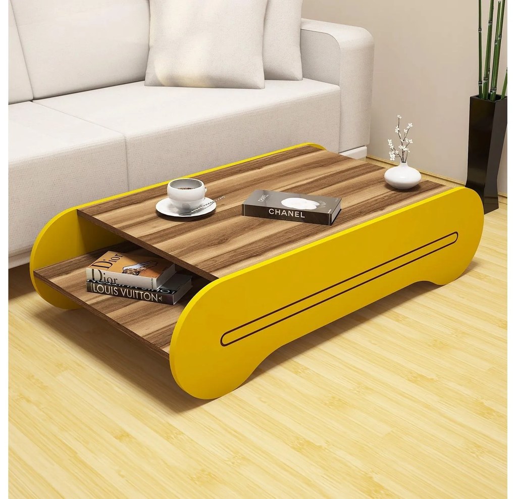 Masă de cafea Clement (Nuc + Galben). 1089043