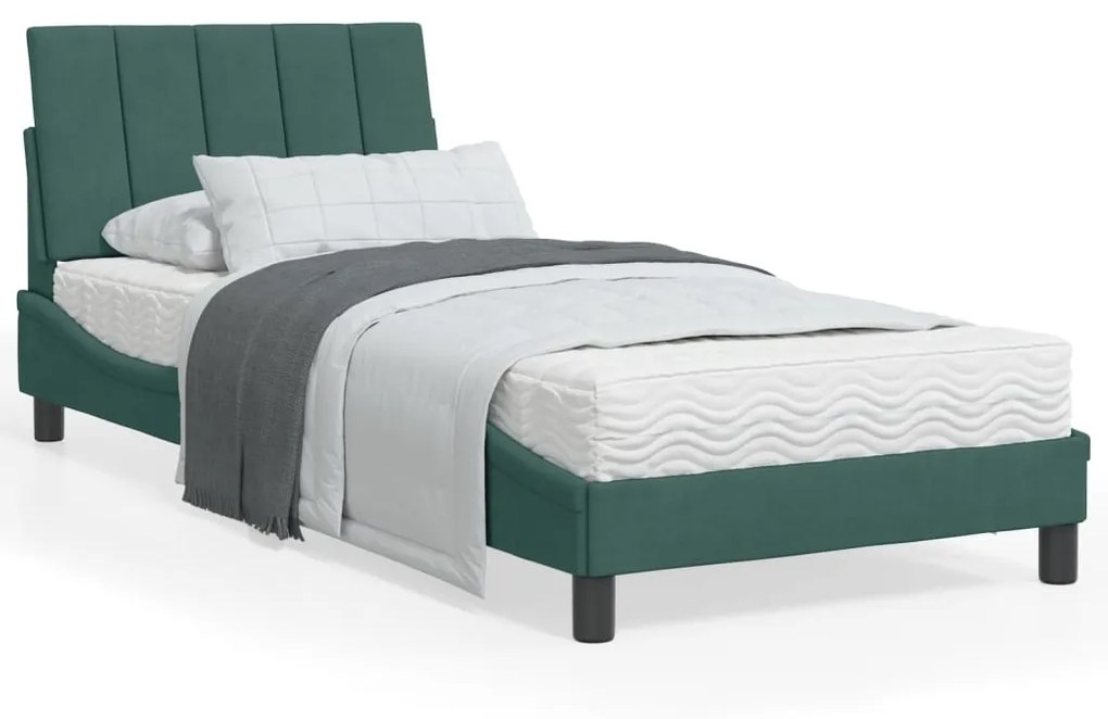3207816 vidaXL Cadru de pat cu tăblie, verde închis, 80x200 cm, catifea