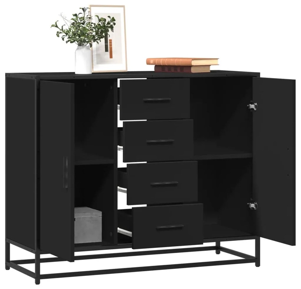 vidaXL Servantă, negru, 92x35x76 cm, lemn prelucrat