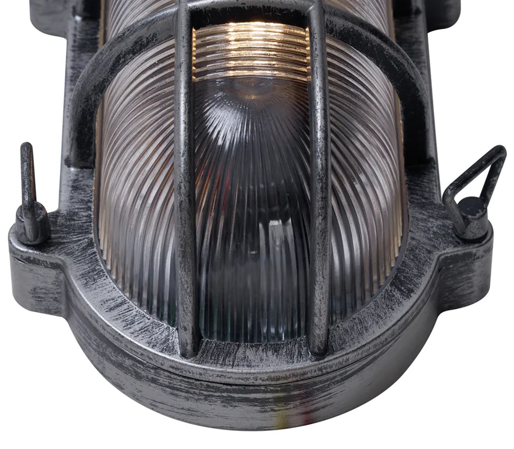 Lampă de perete de exterior argintie ovală IP44 - Noutica