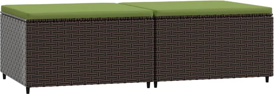 vidaXL Taburete de grădină cu perne, 2 buc., maro, poliratan