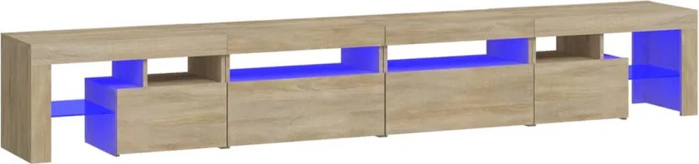 vidaXL Comodă TV cu lumini LED, stejar sonoma,260x36,5x40cm