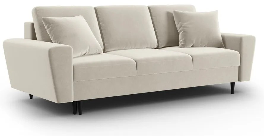 Canapea bej extensibilă, cu spațiu de depozitare cu tapițerie din catifea 235 cm Kyoto – Cosmopolitan Design