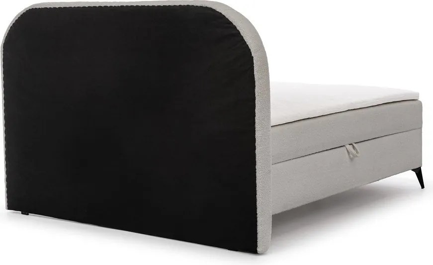 Pat boxspring gri deschis cu spațiu de depozitare 200x200 cm Ornes – Ropez