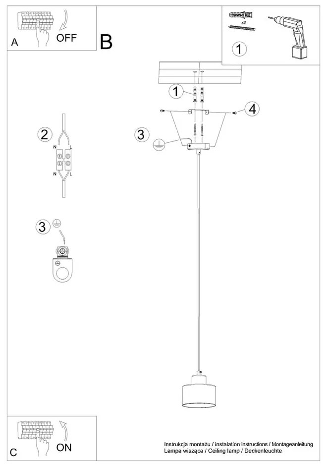 Lustră neagră ø 12 cm Alastro – Nice Lamps