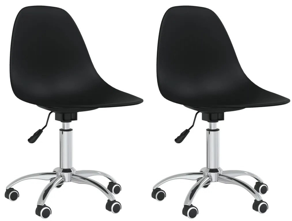 338288 vidaXL Scaune de bucătărie pivotante, 2 buc., negru, PP