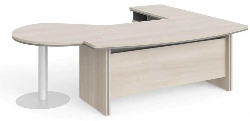 Statie de lucru de colt Manager LUX 255 x 205 cm, stânga, salcâm deschis / gri