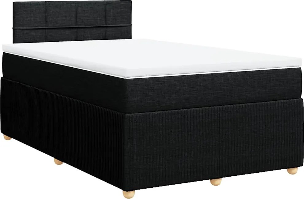 vidaXL Pat box spring cu saltea, negru, 120x190 cm, catifea