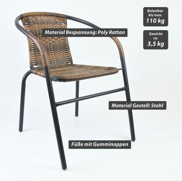 Scaun bistro de grădină, stivuibil, maro