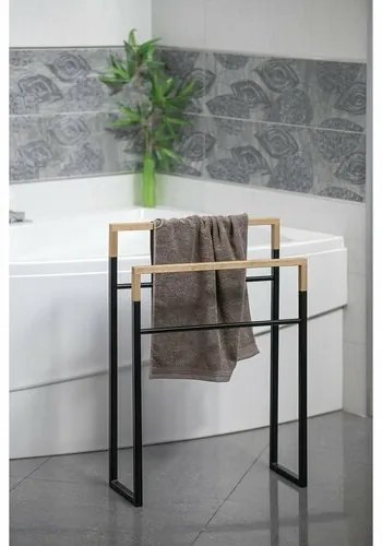 SAPHO Ska308 Ska suport pentru prosoape 55 x 80 x20 cm, negru mat/stejar