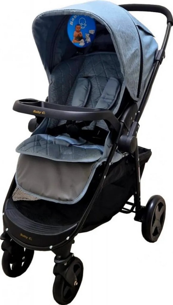 Carucior nou nascuti 2 in 1 BABY CARE™ PRO SK10, Maner reversibil, Spatar reglabil in 3 trepte, Frana picior,Pliabil , Turquoise