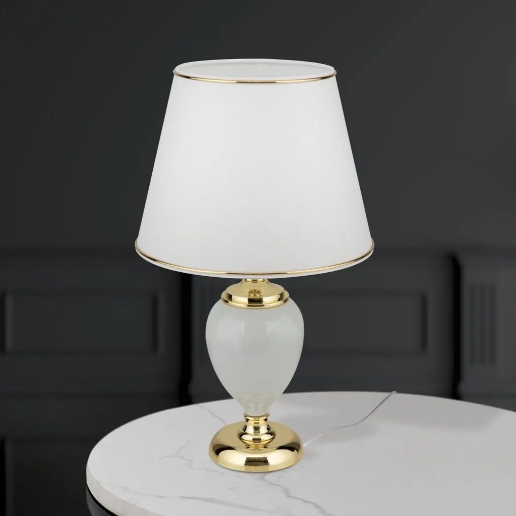Veioza/Lampa de masa design elegant OVUM alb/auriu