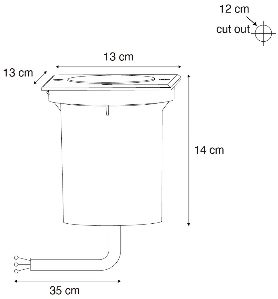 Set de 4 spoturi de exterior negre pătrate reglabile IP65 - Delux